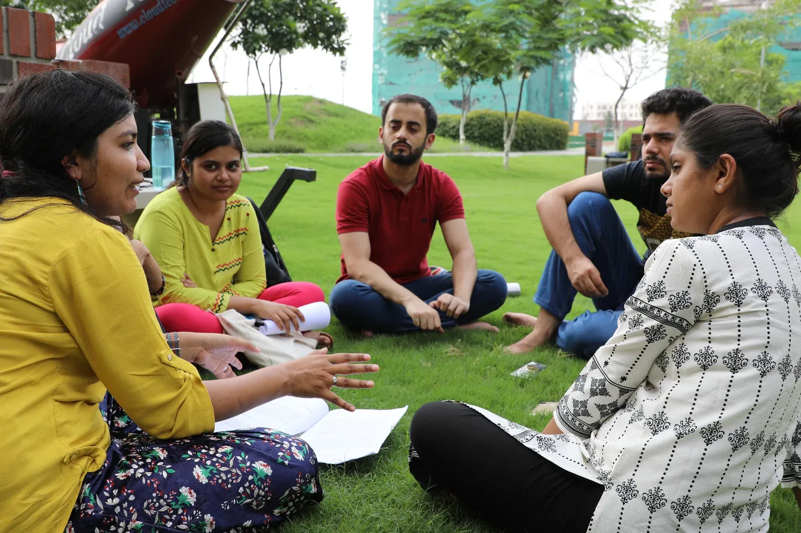 Ashoka University students engaged in campus life.